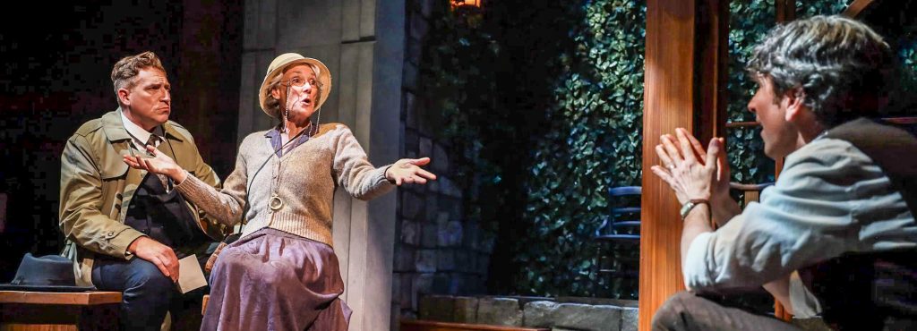  Detective Slack (Tyler Ward Lemons), Miss Marple (Steffanie Leigh), and Lawrence (Aiden Jenkins). Photo from OCT website.