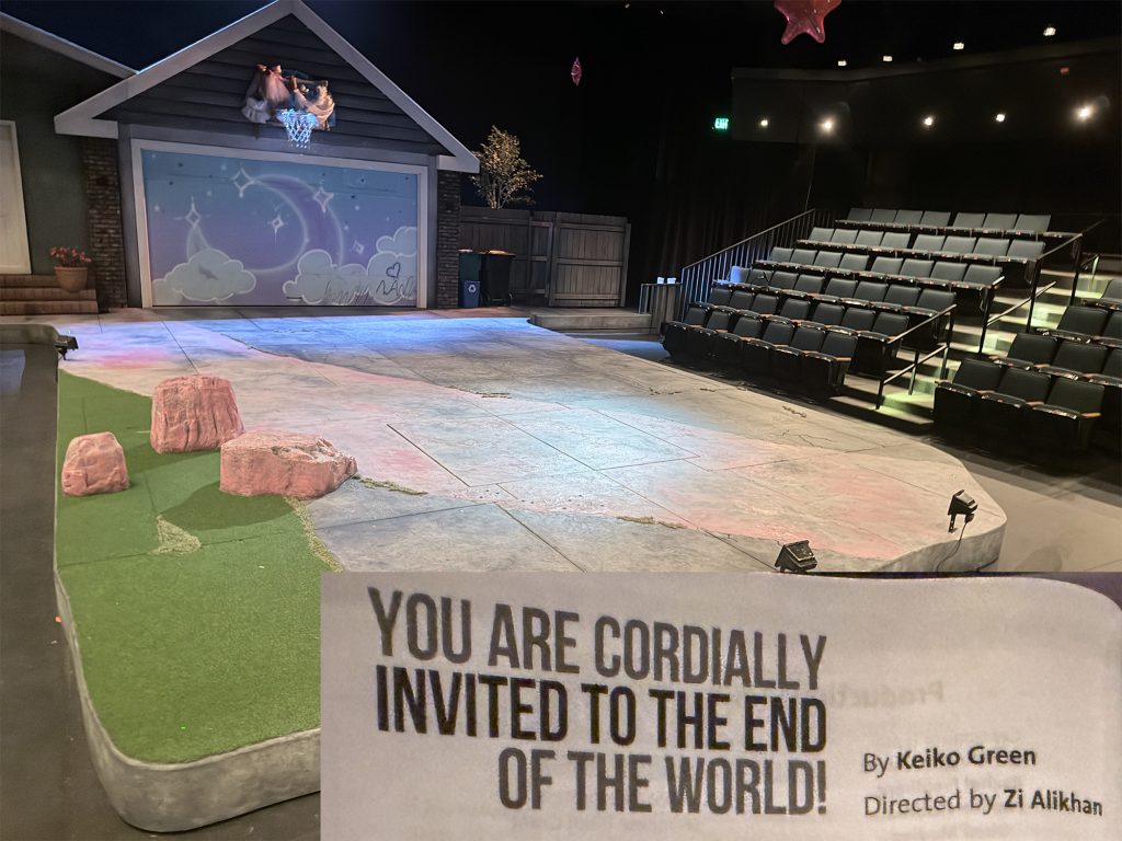 You Are Cordially Invited to the End of the World Set and playbill title page